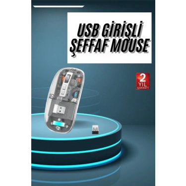 Kablosuz Mouse Fare Şarjlı Bluetooth Wireless Çift Modlu Sessiz