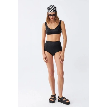 Kadın Basic Siyah Pedli Yüksek Bel Bikini Takımı