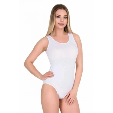 Kadın Çıtçıtlı Badi Geniş Askı Kancalı Atlet Beyaz 2083b
