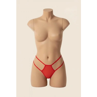 Kadın Kırmızı Transparan Tül String Tanga