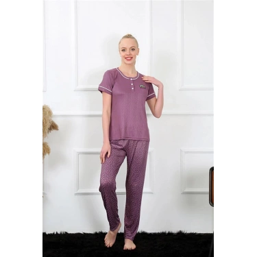 Kadın Mürdüm Kısa Kol Pijama Takım