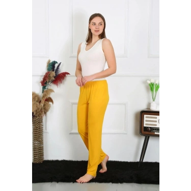 Kadın Pamuk Penye Tek Alt Pijama Sarı