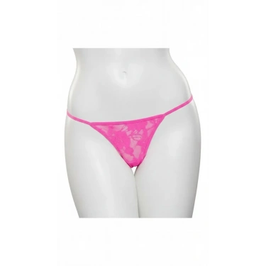 Kadın Pembe Dantelli String Tanga