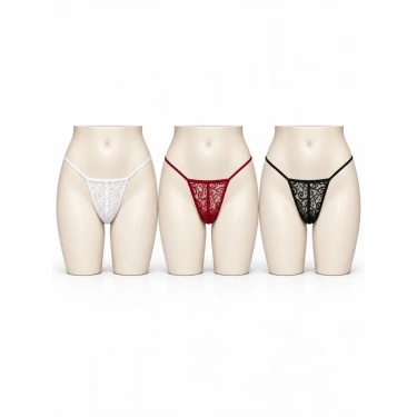 Kadın Premium Dantelli G-string 3’lü Külot Takımı