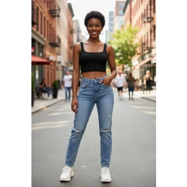 Kadın Siyah Kalın Askılı Crop Top Büstiyer Esnek Kumaş Şık Basic Kadın Üst Giyim