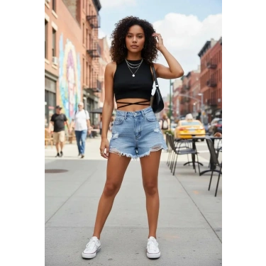 Kadın Siyah Modern Fit Çapraz Bağlamalı Crop Top Büstiyer