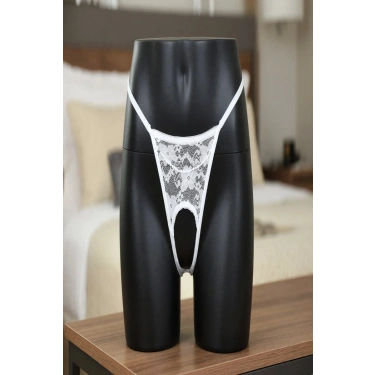 Kadın String Tanga Külot - Özel Ağı Açık Beyaz Dantel