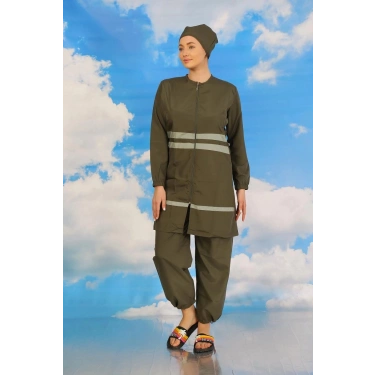 Kadın Tam Tesettür Mayo Haki