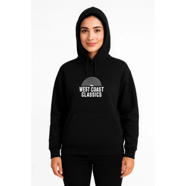 Kapşonlu Sweatshirt – Oversize“West Coast Classics” - Siyah -