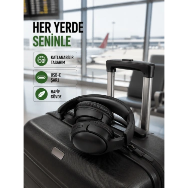 Katlanabilir USB-C Şarjlı Bluetooth Kulaklık