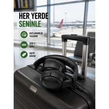 Katlanabilir Usb-c Şarjlı Bluetooth Kulaklık