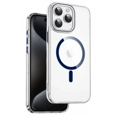 Keephone Apple iPhone 15 Pro Max Aurora Şeffaf Magsafe Kılıf - Mavi