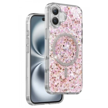 Keephone Apple iPhone 16 Plus Interstellar Glitter Magsafe Kılıf - Pembe