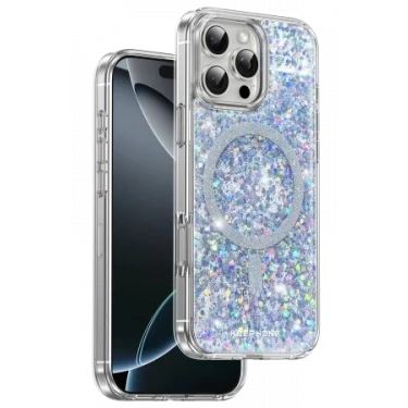 Keephone Apple iPhone 16 Pro Max Interstellar Glitter Magsafe Kılıf - Mavi