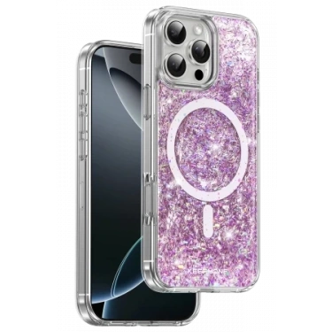 Keephone Apple iPhone 16 Pro Max Interstellar Glitter Magsafe Kılıf - Mor