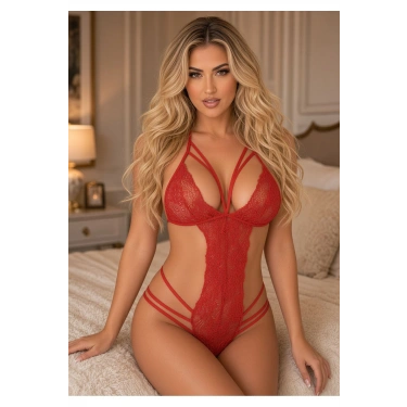 Kırmızı Dantelli Bodysuit - 942