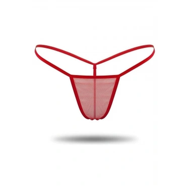 Kırmızı Transparan Tül String Tanga TM1115