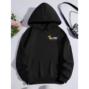Kışlık Üç İplik Kapşonlu SweatShirt - Siyah