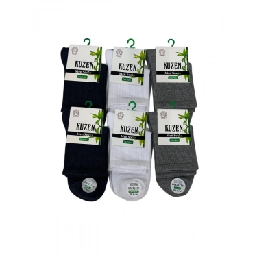 Kuzen Dikişsiz Yarım Konç Bambu Erkek Çorap 12 Adet