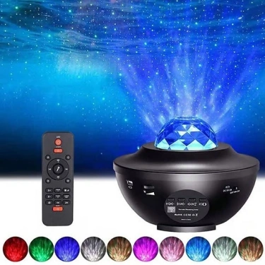LED Hoparlörlü Lazer Projeksiyon Gece Lambası