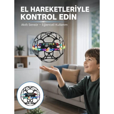 Led Işıklı Futbol Topu Mini Drone Akıllı Sensörlü El Kontrollü