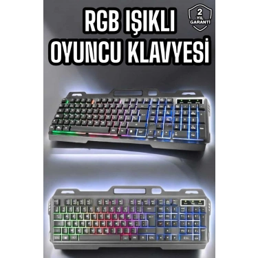 Led Işıklı Oyuncu Klavye Usb Girişli RGB Işıklı Q Klavye Mouse Hediyeli