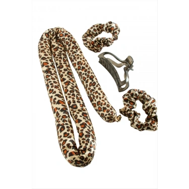 leopar Desenli Bugidi Saç Şekillendirici Sünger Set