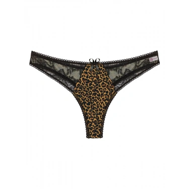 Leopar Desenli Dantelli Fantezi G String Külot