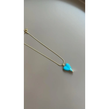 Mineli Kalp Kolye - Mavi
