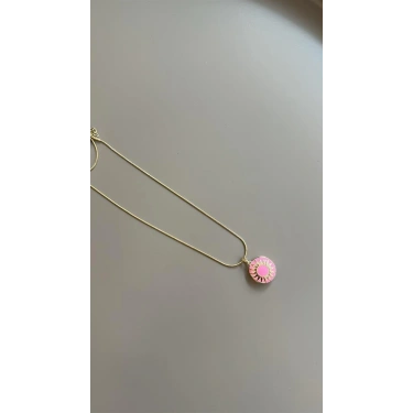 Mineli Kapaklı Kolye - Pembe