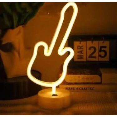 Neon Gitar Masa Lambası Pil+usb