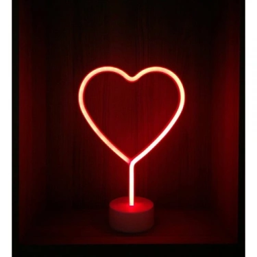 Neon Işıklı Kalp Masa Gece Lambası PİL+USB