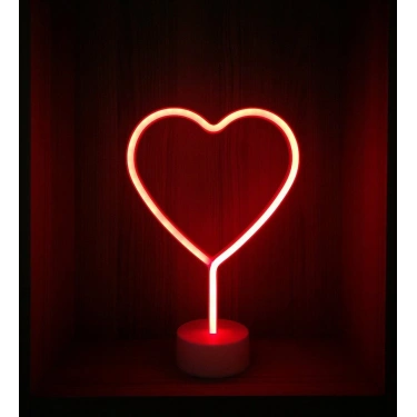Neon Işıklı Kalp Masa Gece Lambası PİL+USB