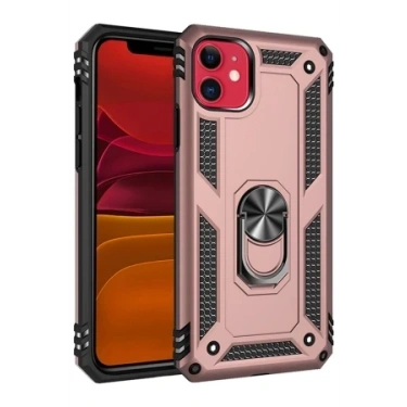 Newface Apple iPhone 11 Kılıf Sofya Yüzüklü Silikon Kapak - Rose