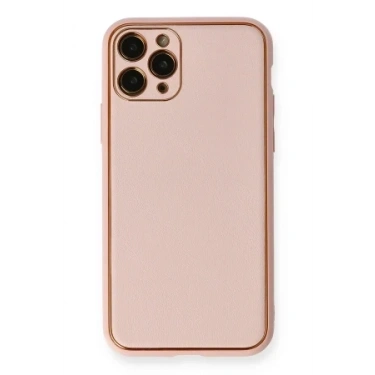 Newface Apple iPhone 11 Pro Max Kılıf Coco Deri Silikon Kapak - Pembe