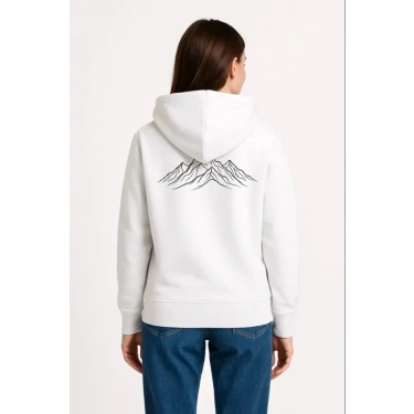 Nihilist Penguen Özel Tasarım Oversize Kapüşonlu Sweatshirt - Beyaz