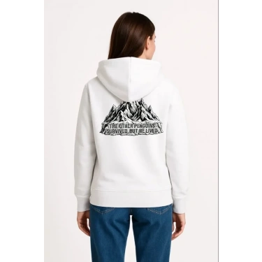 Nihilist Penguen Temalı Oversize Kapüşonlu Sweatshirt - Beyaz
