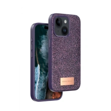 Onegif Apple iPhone 15 Bright Simli Kapak - Derin Mor