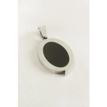 Oval Çelik Kolye Ucu 3 cm