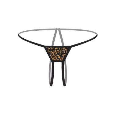 Özel Bölgesi Açık Leopar Desenli Fantezi G String