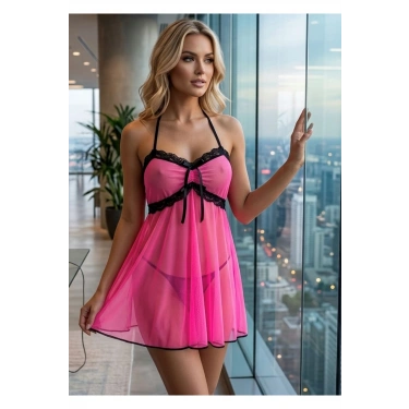 Pembe Tül Gecelik - 662