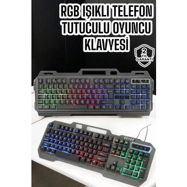 Q Klavye RGB Işıklı Klavye Ve Mouse Seti Kablolu Mouse Hediyeliş