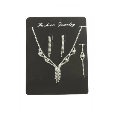 Sallantılı Taşlı Set Kolye