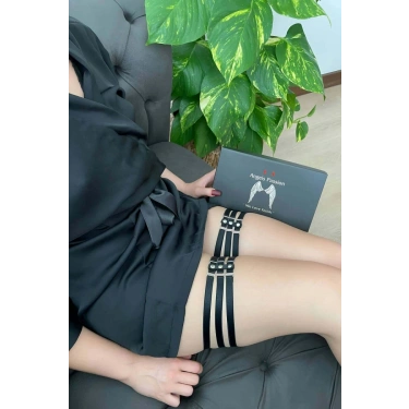 Şık Siyah Lastik Bacak Bandı - 351