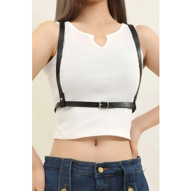 Sırtı Halka Detaylı Şık Deri Harness - 800