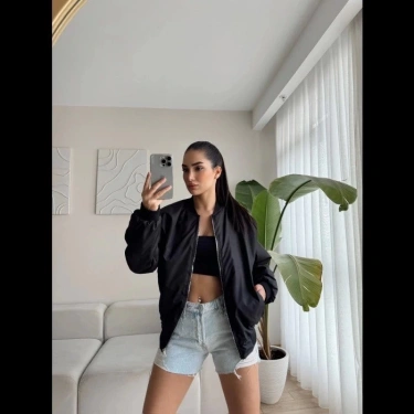 Siyah Bomber Mont - Siyah -