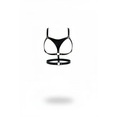 Siyah Göğüs Harness Deri O-ring Detaylı - 1388