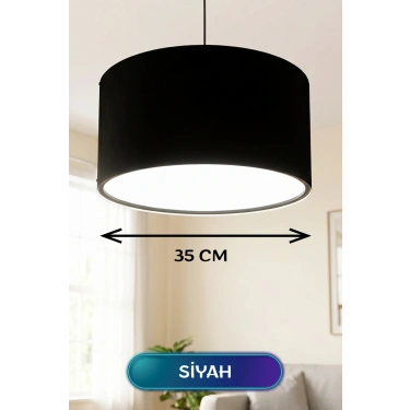Siyah Kumaş Başlıklı Sarkıt Avize 35 CM