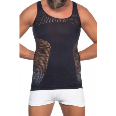 Siyah Seamless Fileli Erkek Korse Atlet