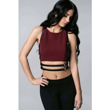T-shirt Üzeri Seksi Deri Aksesuar - 210
